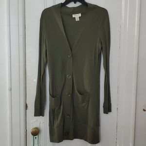 Belle Du Jour Long Green Cardigan